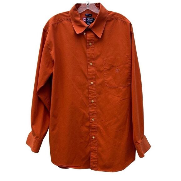 Chaps Men’s Large Shirt Orange Long Sleeve Button Down Easy Care - Picture 1 of 8